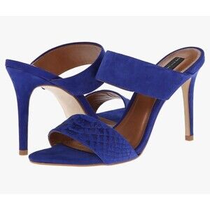 Steven High Heels 9.5 Cobalt Blue Suede Stiletto Pointed Open Toe Sandals Pumps